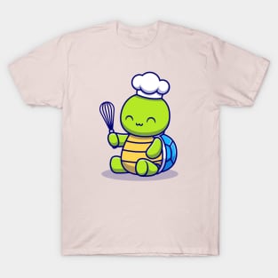 Cute Turtle Chef Cooking Cartoon T-Shirt